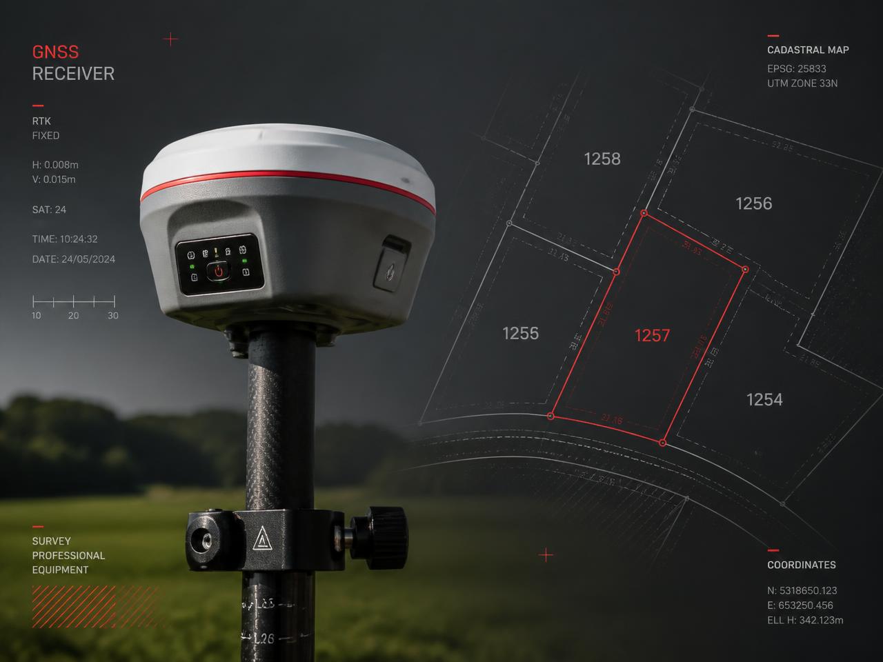 Odbiornik GNSS wykorzystywany przy pracach geodezyjnych LuxGeo